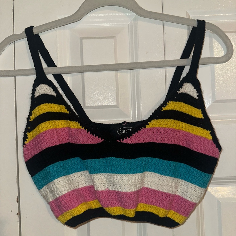 Women's Striped Knit Crop Top - Multicolor
